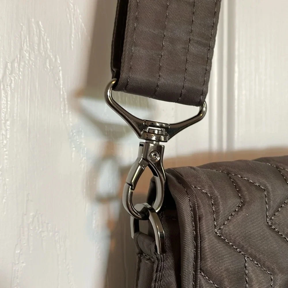 Lug Soar Gunmetal crossbody Quilted shimmer iridescent magnetic close adjustable
